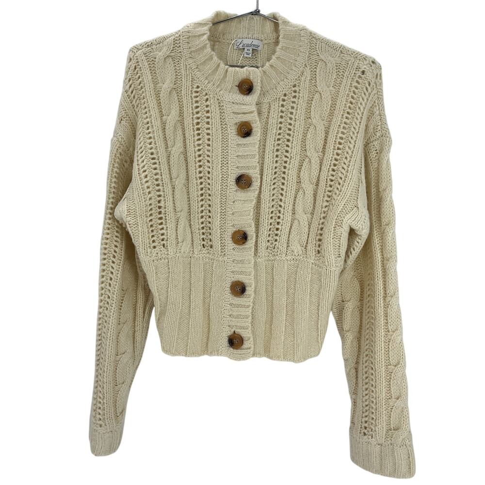L'Academie Cozy Beige Eleni Cardigan Size XS - Picture 2 of 4